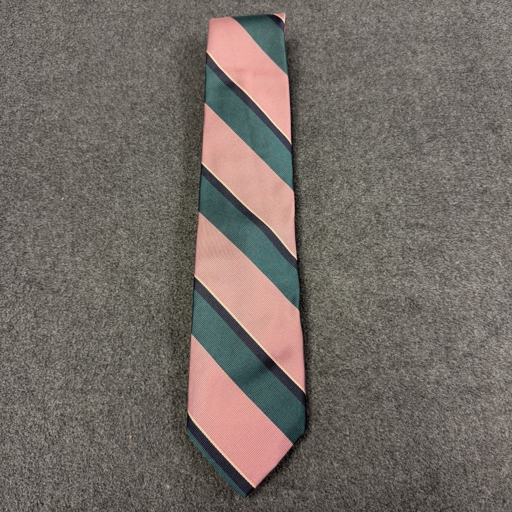 VTG Jacobs Roberts for Mailliard's Silk Tie Pink Green Collegiate Repp Stripe